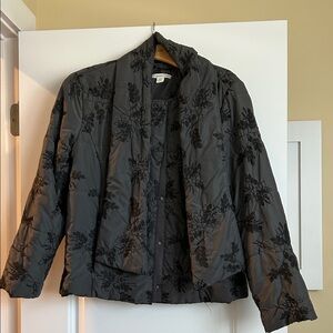 Coldwater Creek Black Floral Puffer Jacket